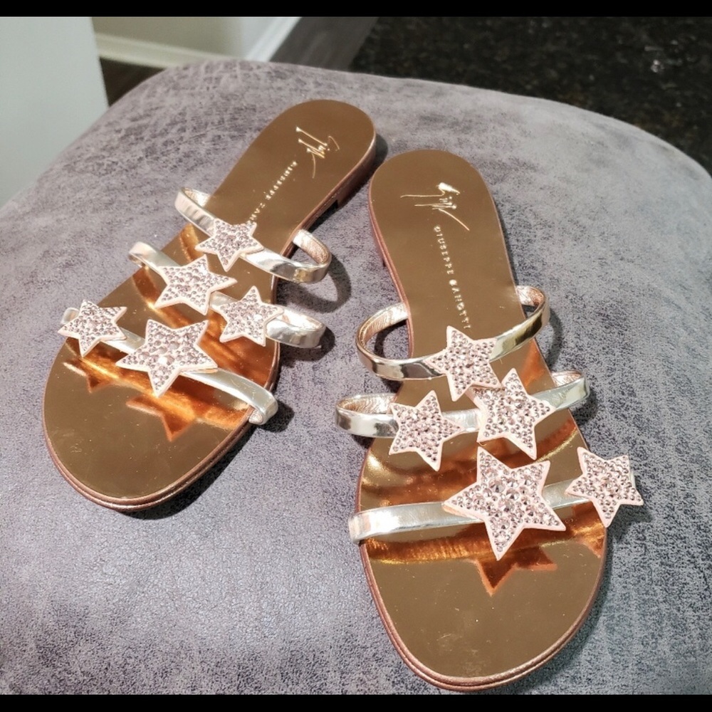 Rose gold authentic Giuseppe Zanotti star flats